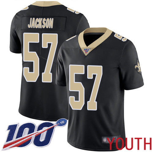 New Orleans Saints Limited Black Youth Rickey Jackson Home Jersey NFL Football 57 100th Season Vapor Untouchable Jersey